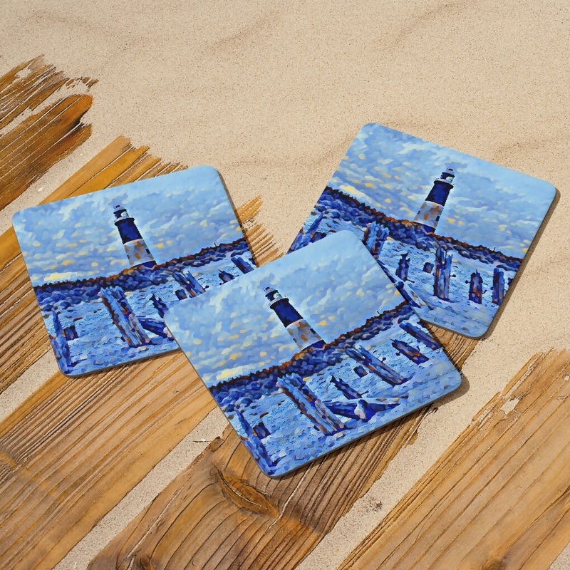 A BEACON IN THE DARK – SPURN POINT LIGHTHOUSE AND BEACH MELAMINE COASTER