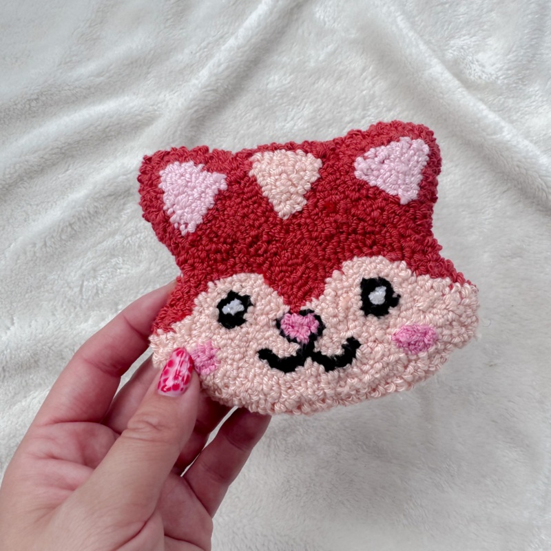 Autumnal Fox Hand Punch Needle Mug Rug