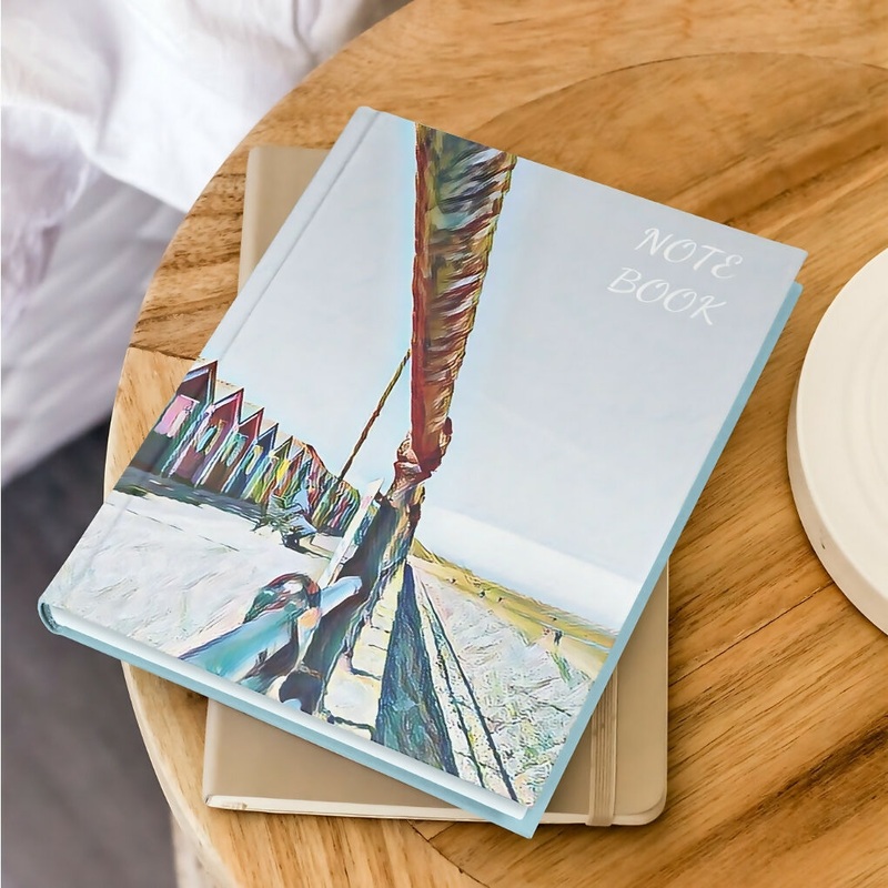 BEACH HUT RAINBOW – A5 HARDBACK NOTEBOOK / JOURNAL