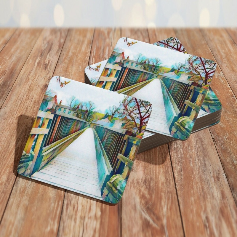 BRIDGE AT LINTON FALLS MELAMINE COASTER