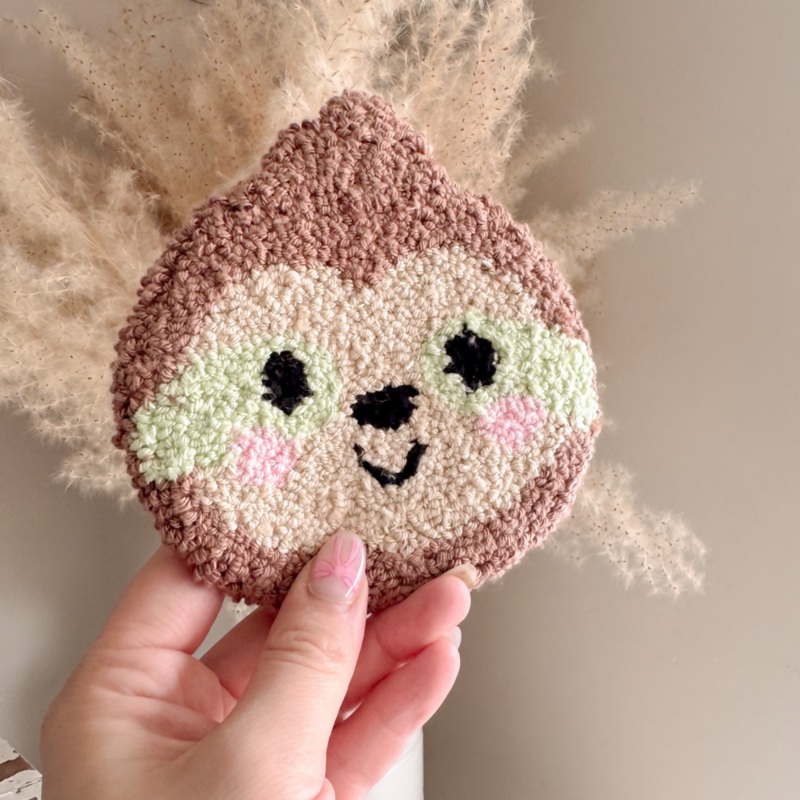 Cute Sloth Punch Needle Mug Rug