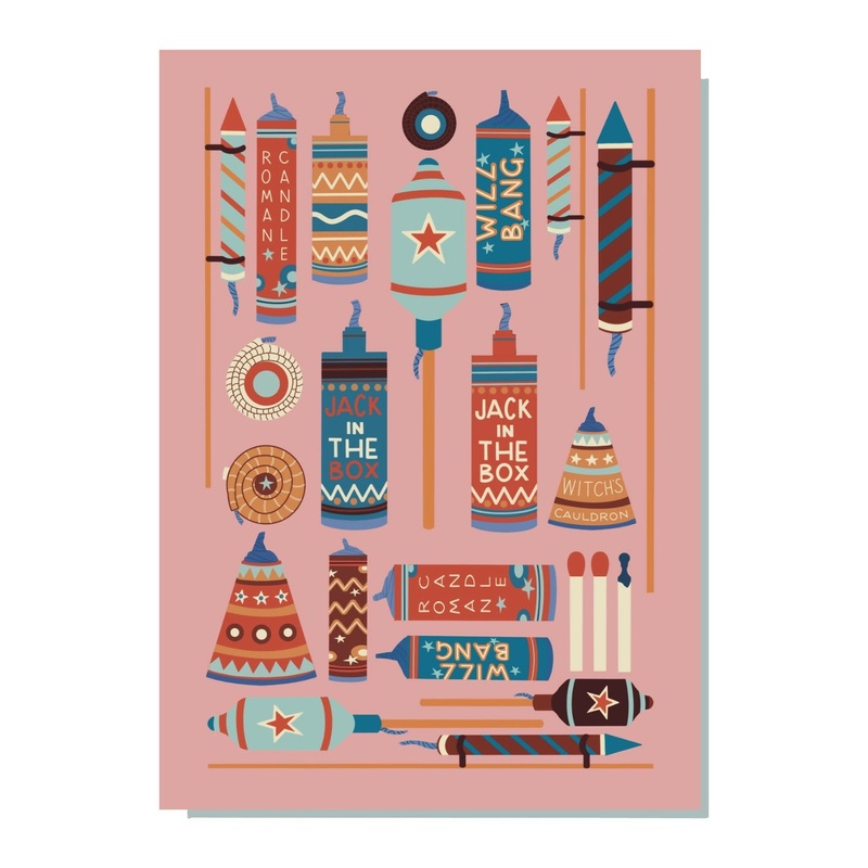 Fireworks (Pink) A4 Print