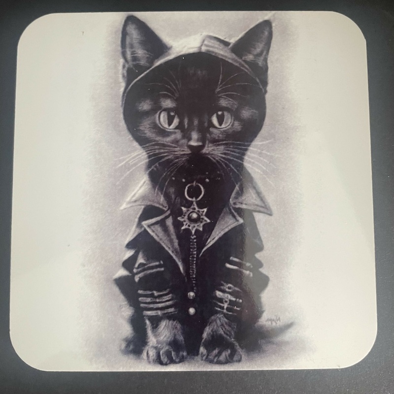 Gothic Black Cat Coaster