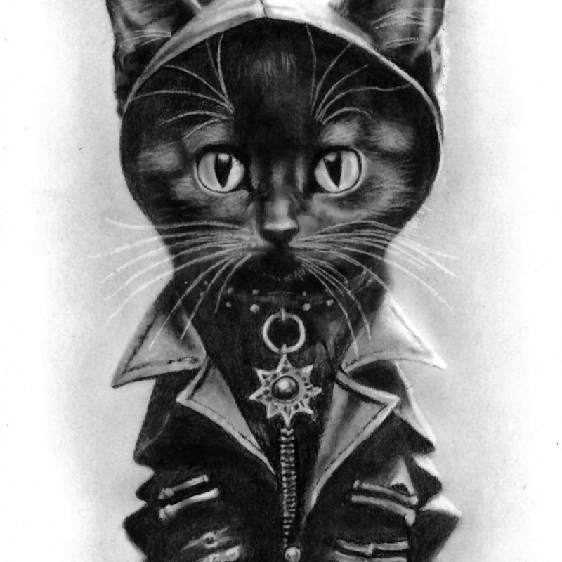 Gothic Cat Art Print|A5|A4