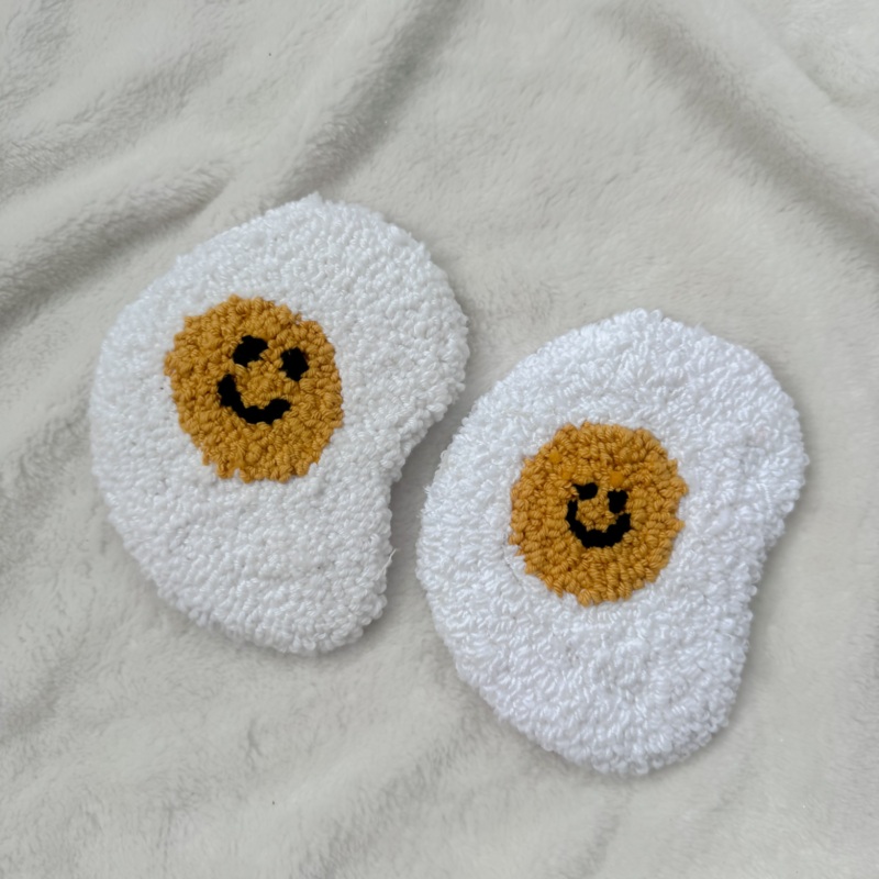 Happy Eggs Punch Needle Mug Rug
