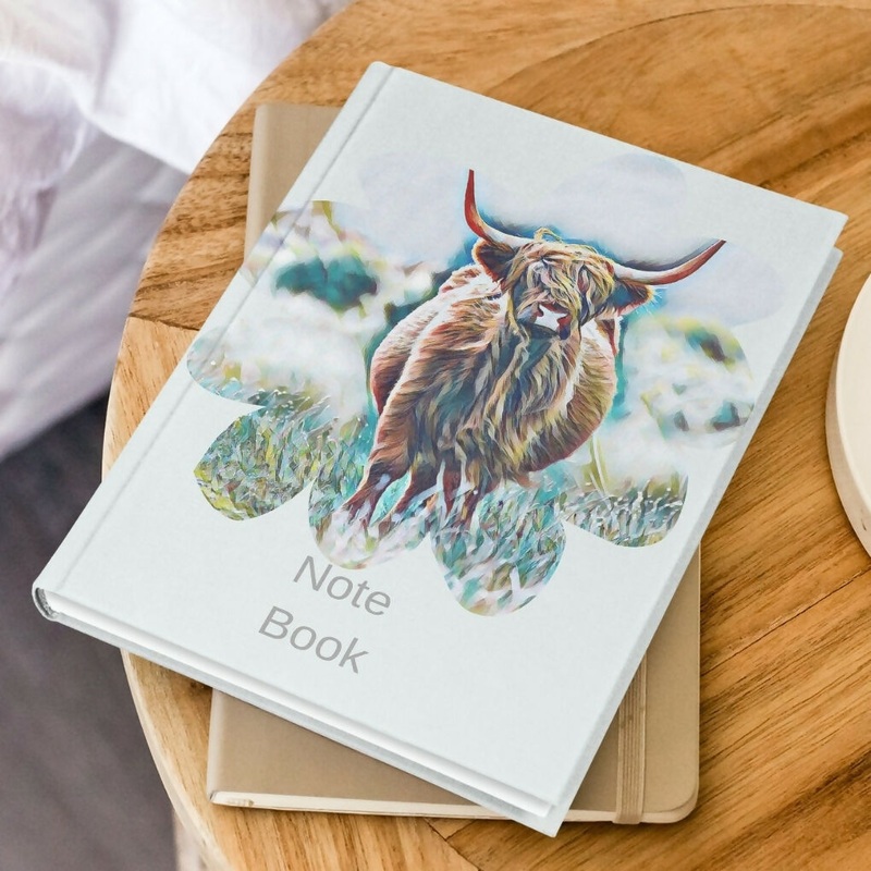 HIGHLAND QUEEN! – HIGHLAND COW DESIGN A5 HARDBACK NOTEBOOK / JOURNAL
