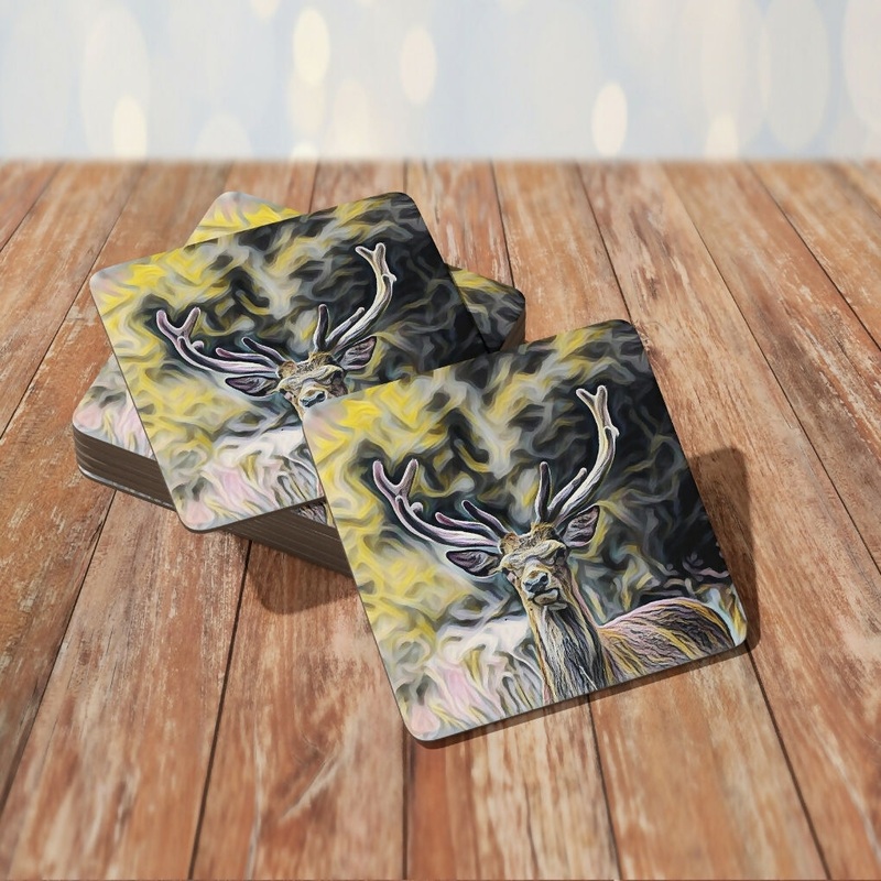HIGHLAND STAG DESIGN MELAMINE COASTER