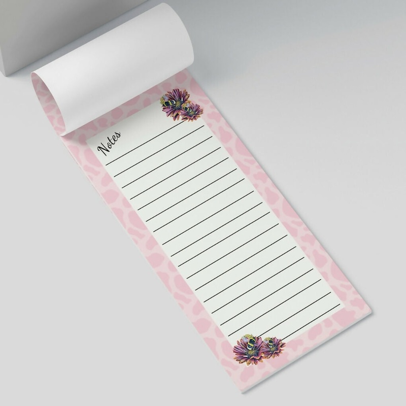 JUST VISITING – PRETTY DAISY AND BEE DESIGN LONG LIST / SHOPPING LIST NOTEPAD