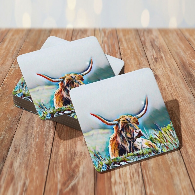 KING OF MULL – HIGHLAND COW MELAMINE COASTER