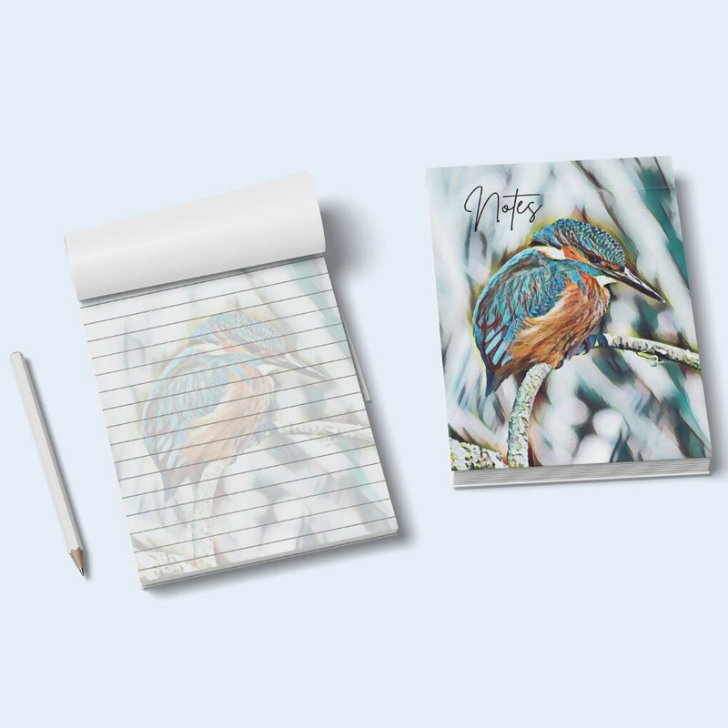 KINGFISHER BLUES – KINGFISHER DESIGN HANDY HANDBAG / POCKET NOTEPAD A6 SIZE