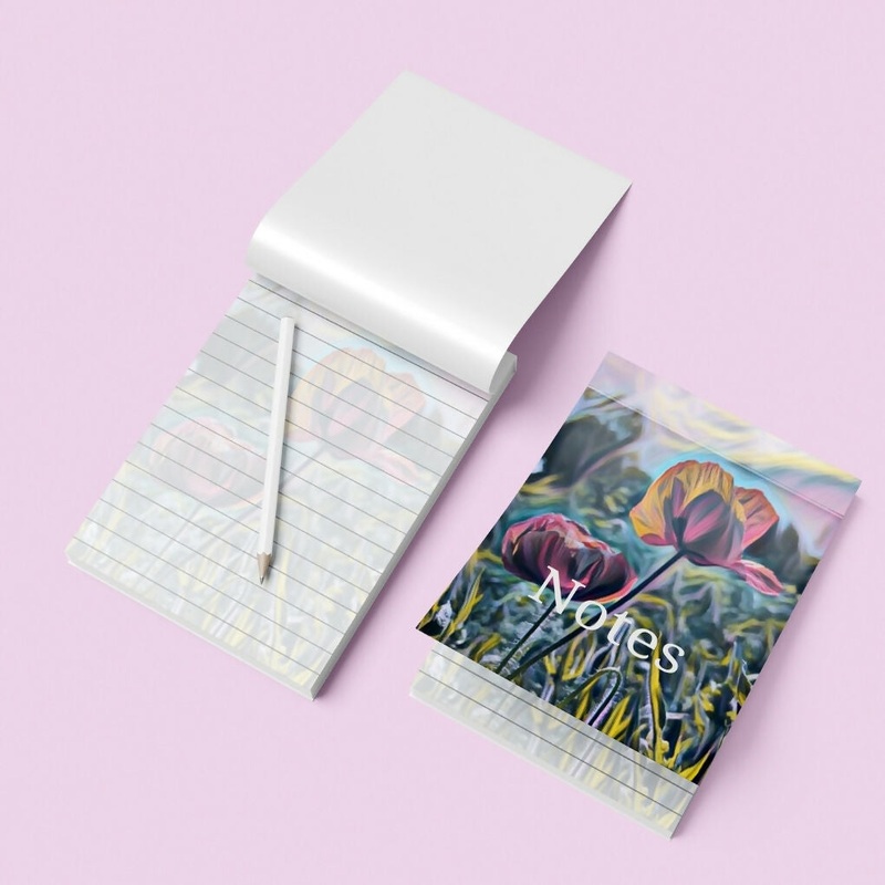 POPPY FIELDS – POPPY FLOWER HANDY HANDBAG / POCKET NOTEPAD A6 SIZE