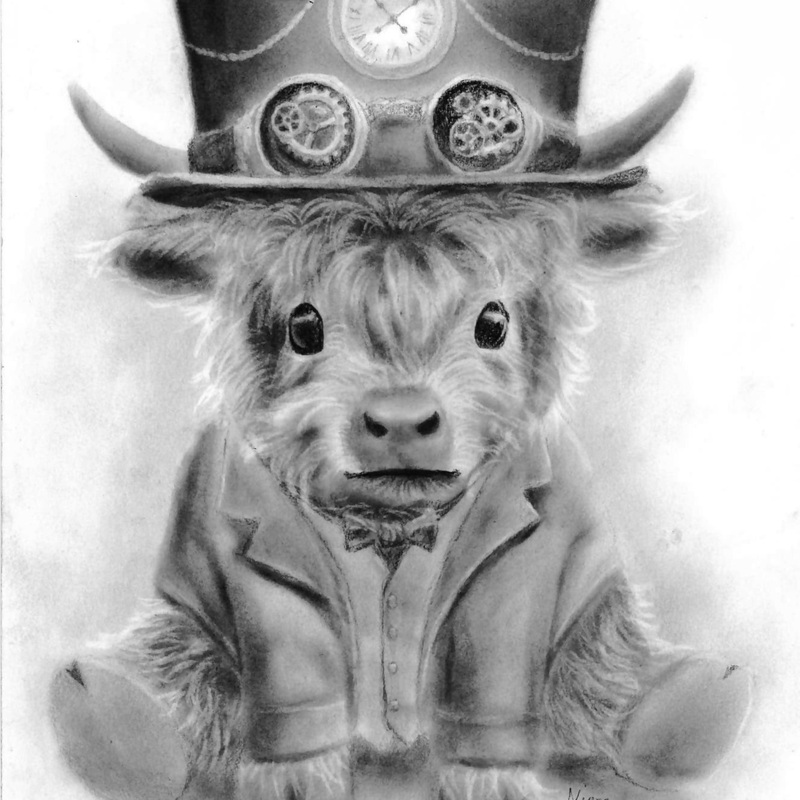 Steampunk Highland Calf Art Print