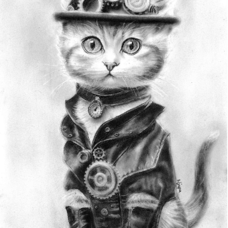 Steampunk Kitten Art Print|A5|A4