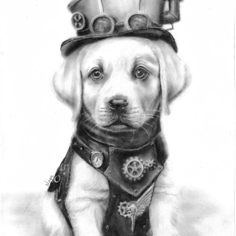Steampunk Labrador Art Print|A5|A4
