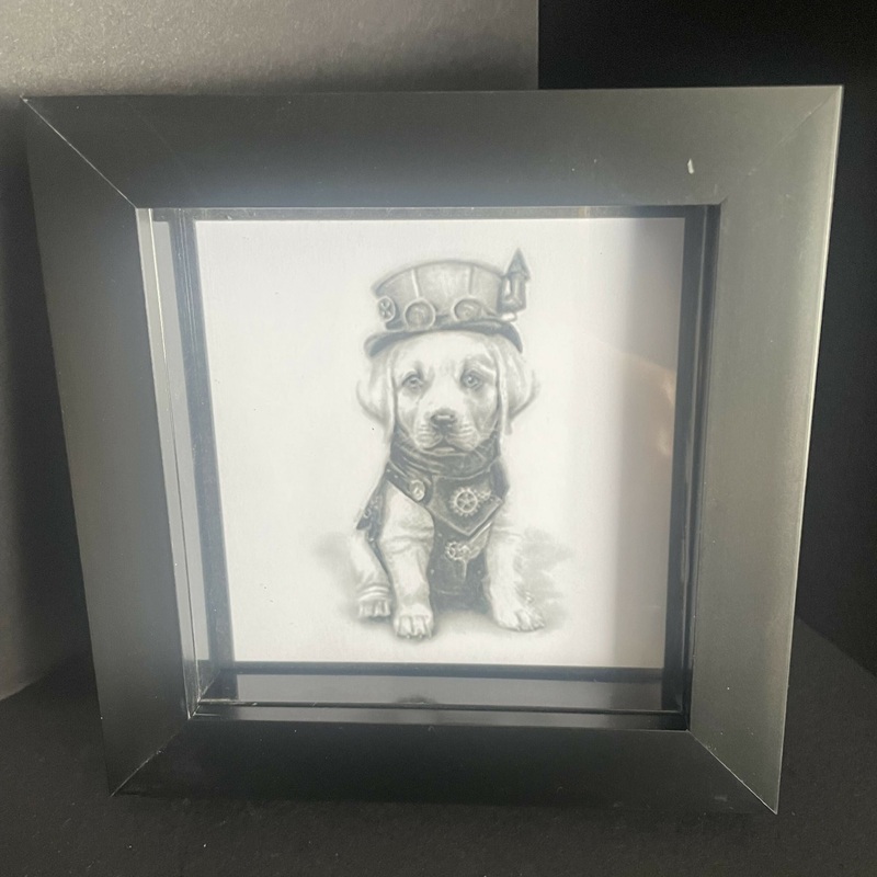 Steampunk Labrador Mini Print and Frame