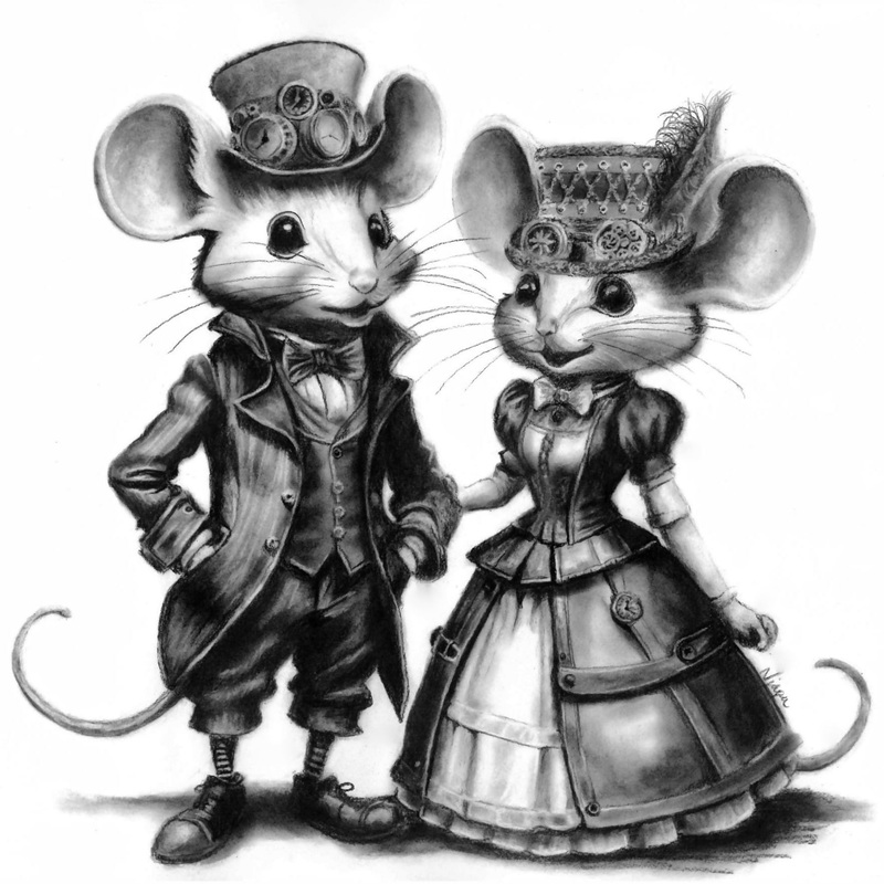Steampunk Mouse Couple Art Print