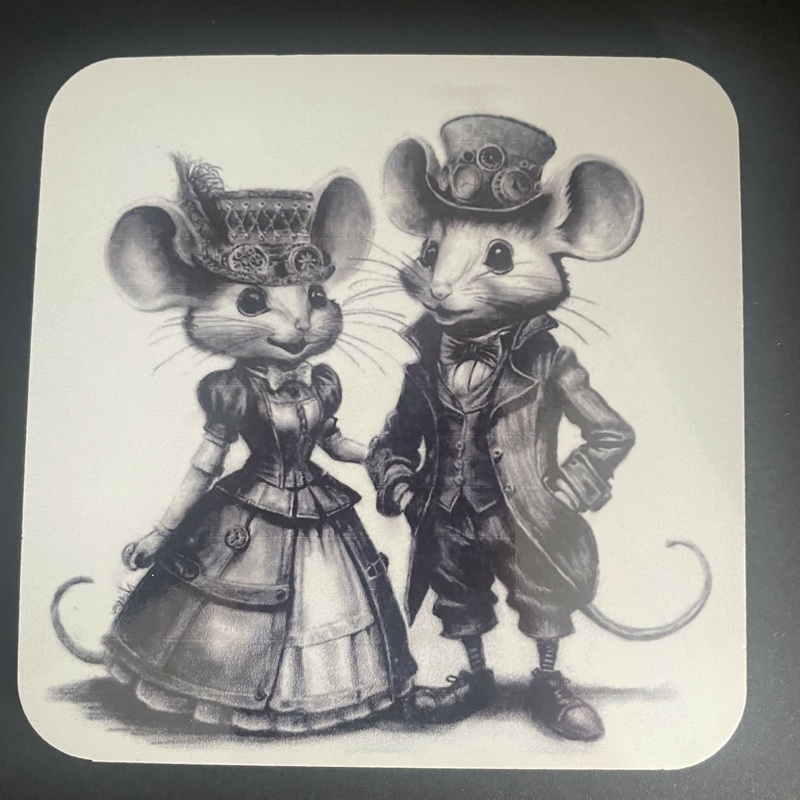 Steampunk Mouse Couple Coaster