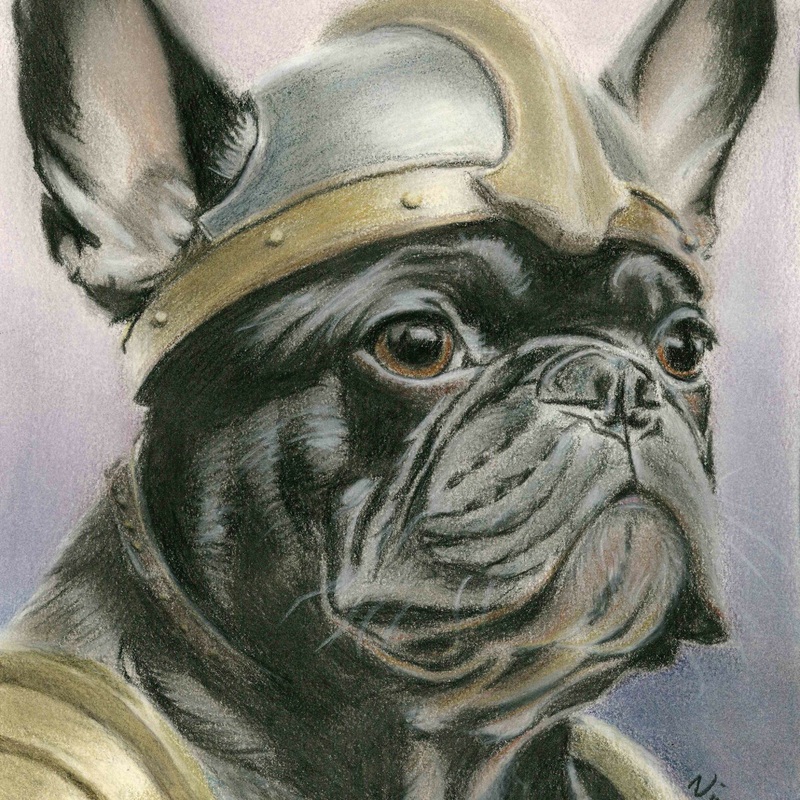 Viking Frenchie Art Print|A5|A4
