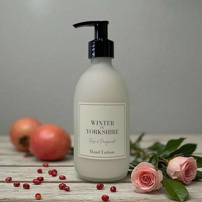 Winter in Yorkshire – Rose and Pomegranate Hand Lotion Glass Bottle 300ml
