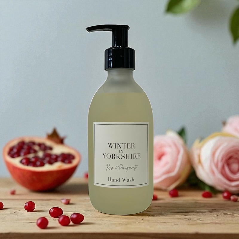 Winter in Yorkshire – Rose and Pomegranate Hand Wash Glass Bottle 300ml