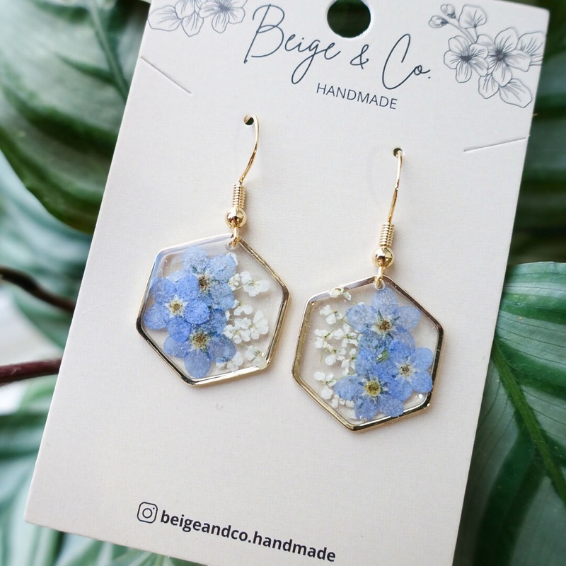 Blossomia Blue Pressed Flower Earrings