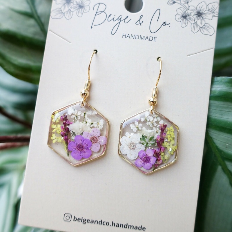 Blossomia Purple Pressed Flower Earrings