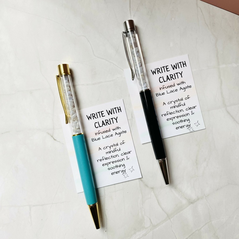 Crystal Infused Pen – Clarity (Bluce Lace Agate)