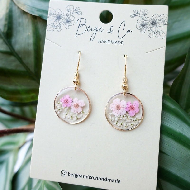 Cute Flowers Earrings In Pink
