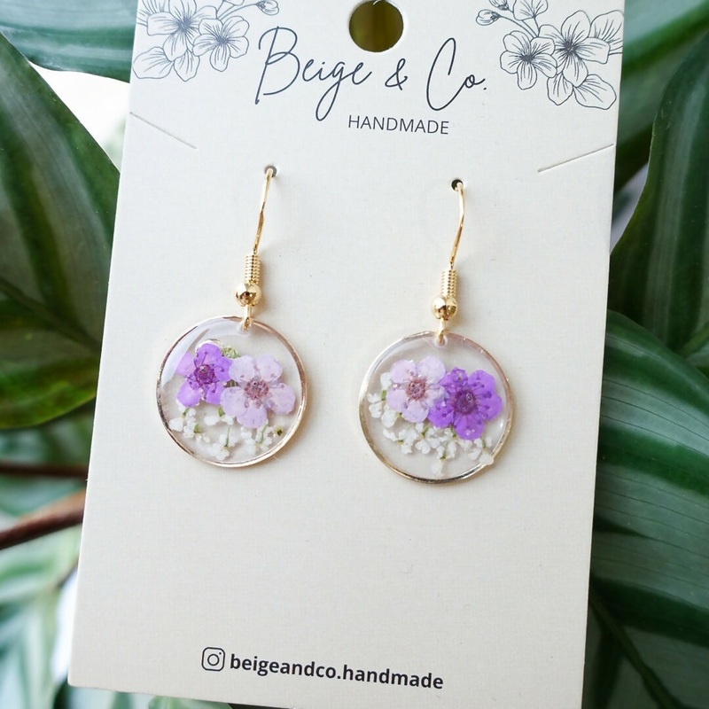 Cute Flowers Earrings In Purple