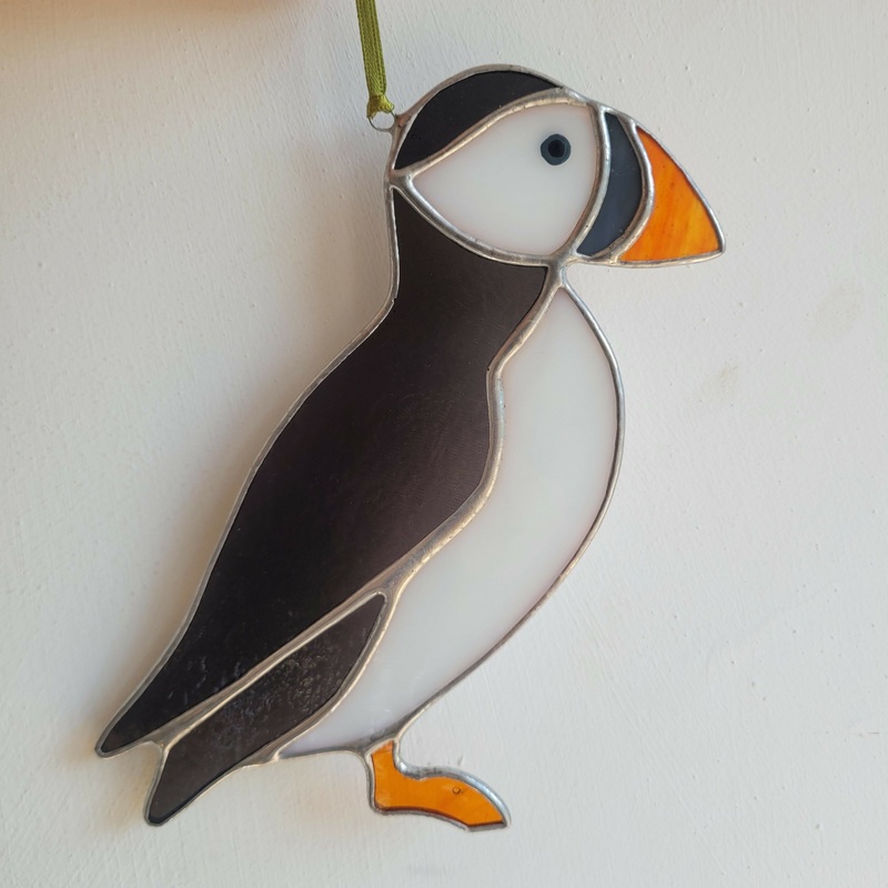 Glass Puffin Hanging Decoration