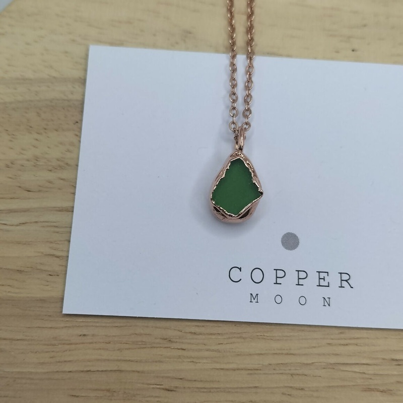 Green Drop Seaglass Necklace