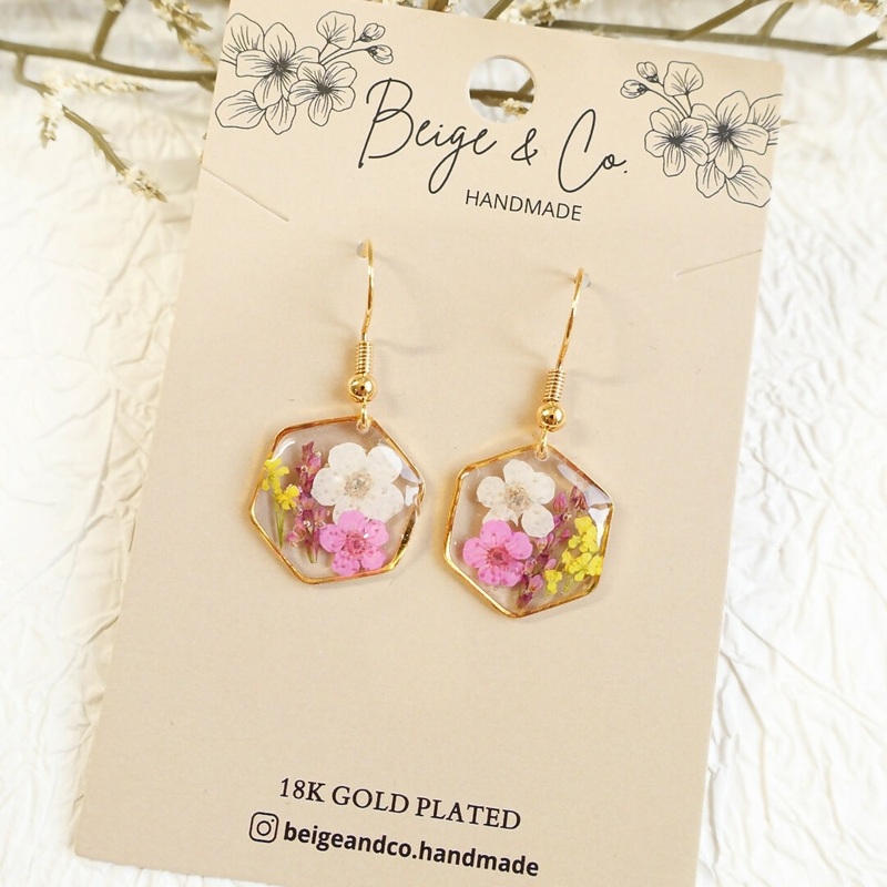Mini Blossomia Pink Pressed Flower Earrings
