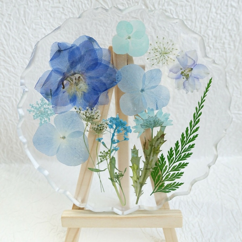 Pressed Flowers Coasters – Blue