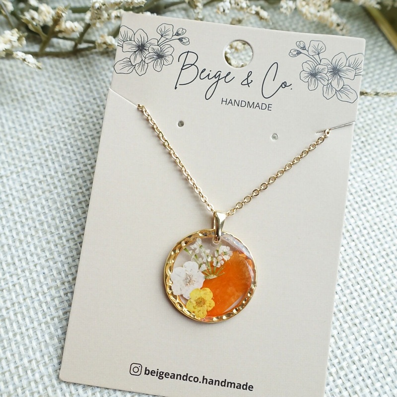 Pressed Flowers Necklace – Cosmo Orange