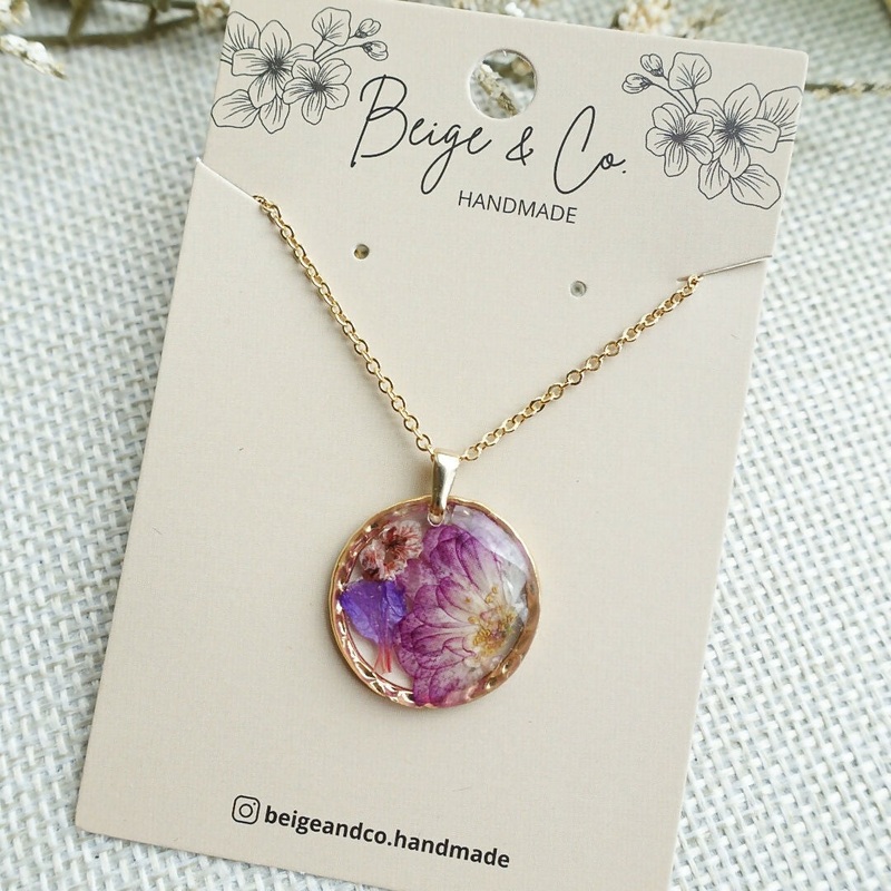 Pressed Flowers Necklace – Feb Purple
