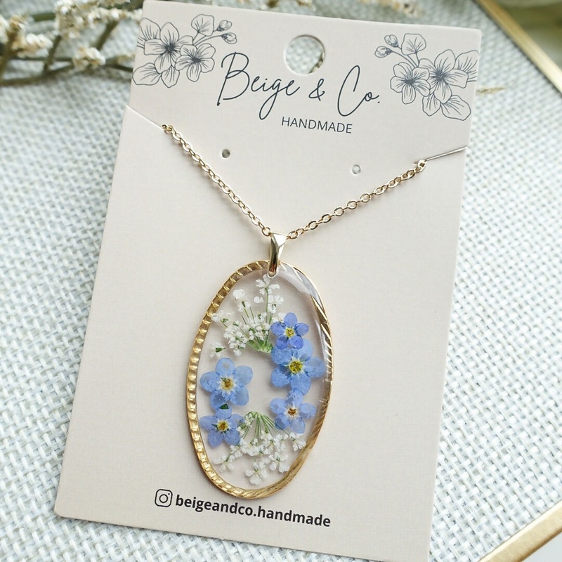 Pressed Flowers Necklace – Forget Me Not