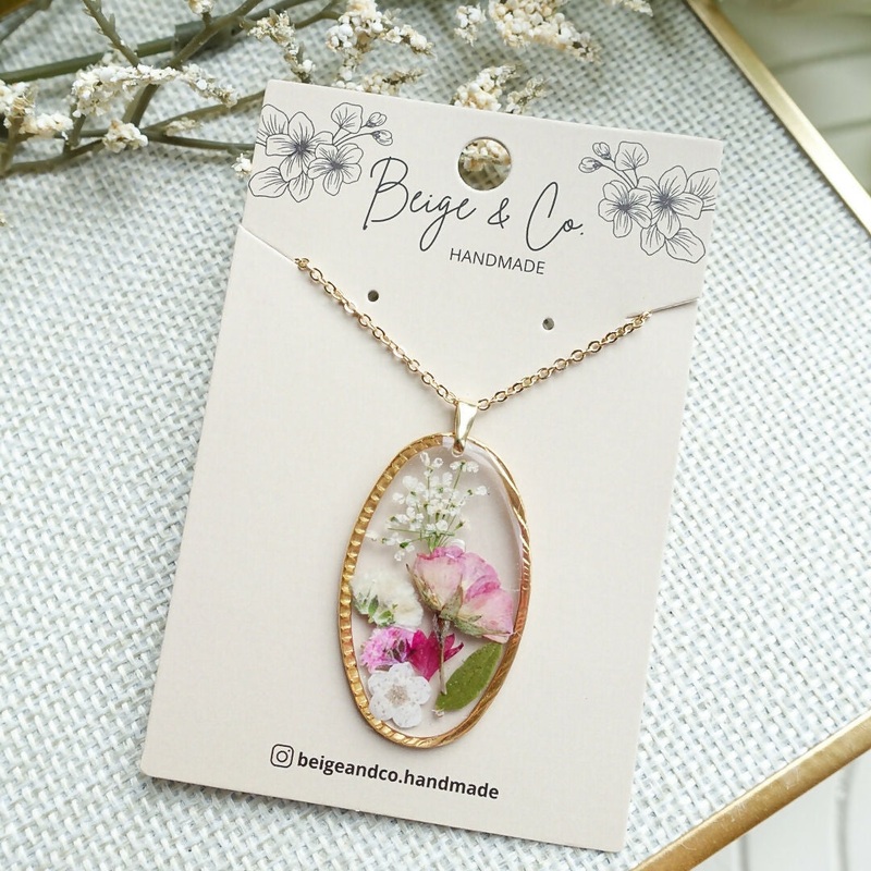 Pressed Flowers Necklace – Pink Rose
