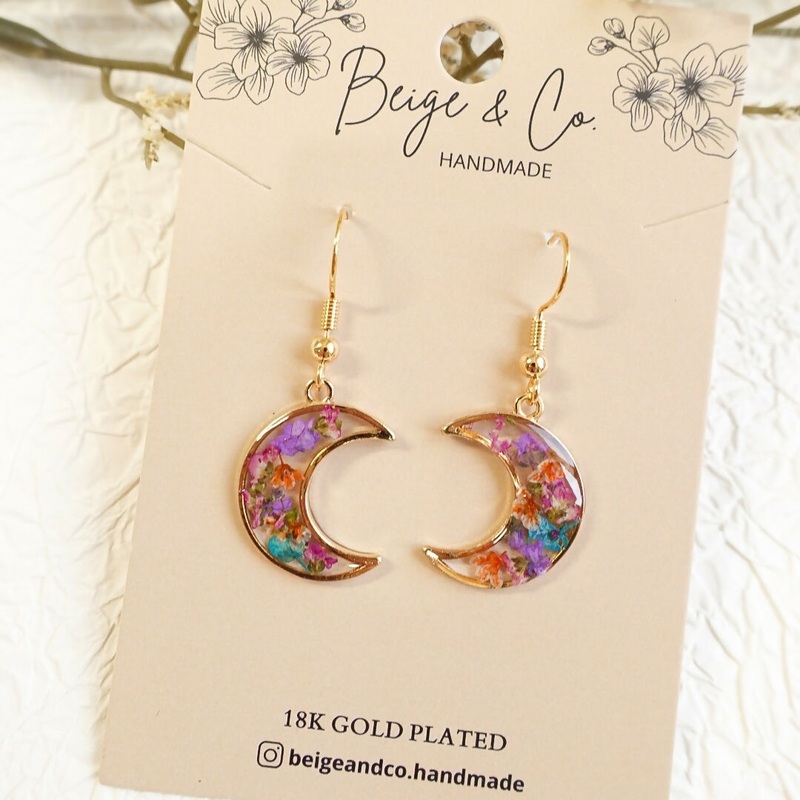 Summer Moon Pressed Flower Earrings
