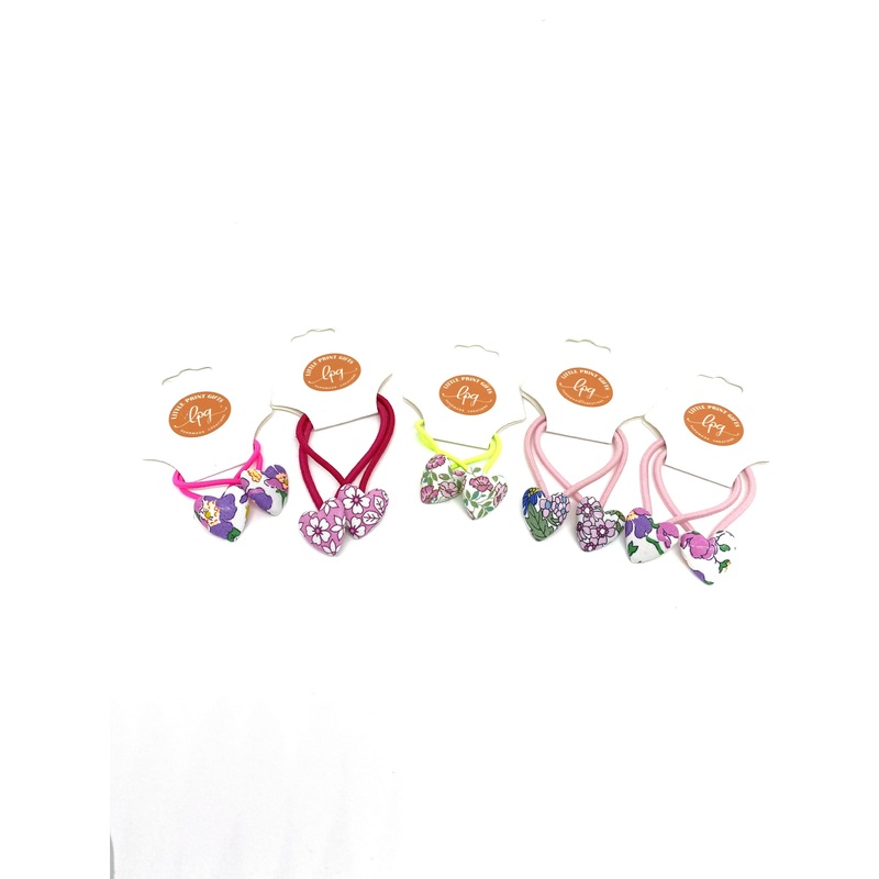 A pair of Liberty of London Heart Hair Bobbles