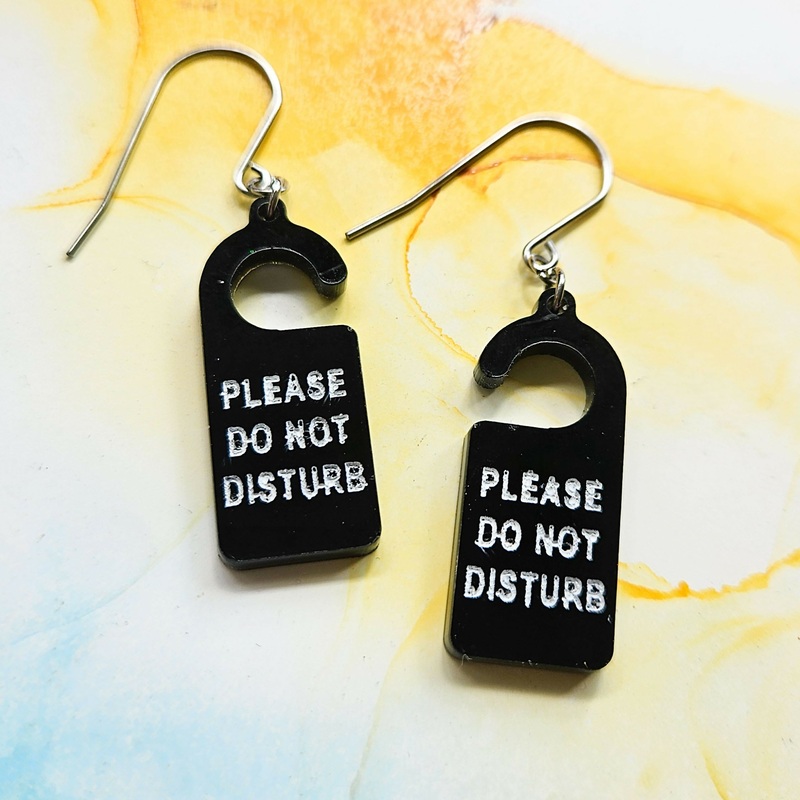 Handmade Do Not Disturb Resin Earrings
