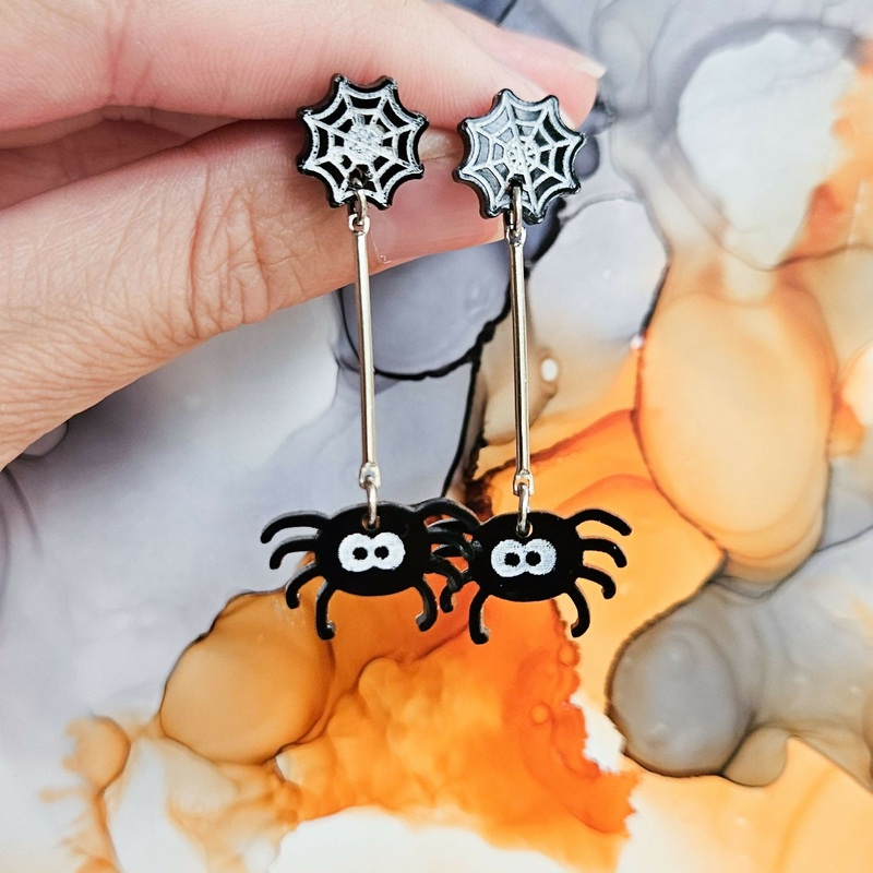 Handmade Spider Resin Earrings