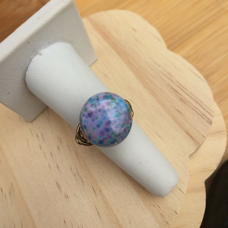 Lampwork Glass Button Ring LKR164