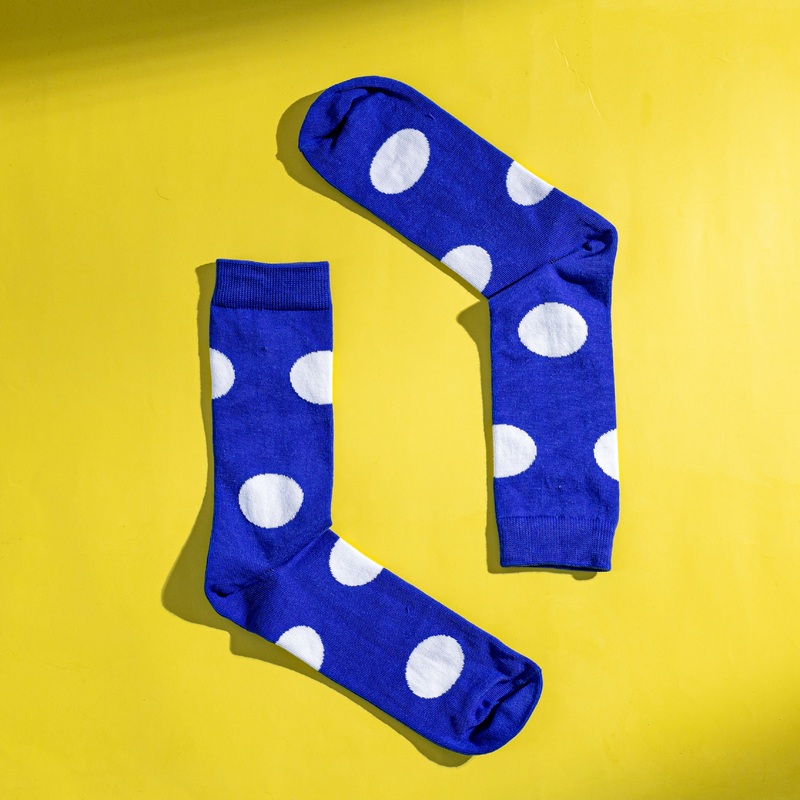 Persona Dark Blue Polka Dot Pattern Egyptian Cotton Men’s Socks | UK 6.5 – 11