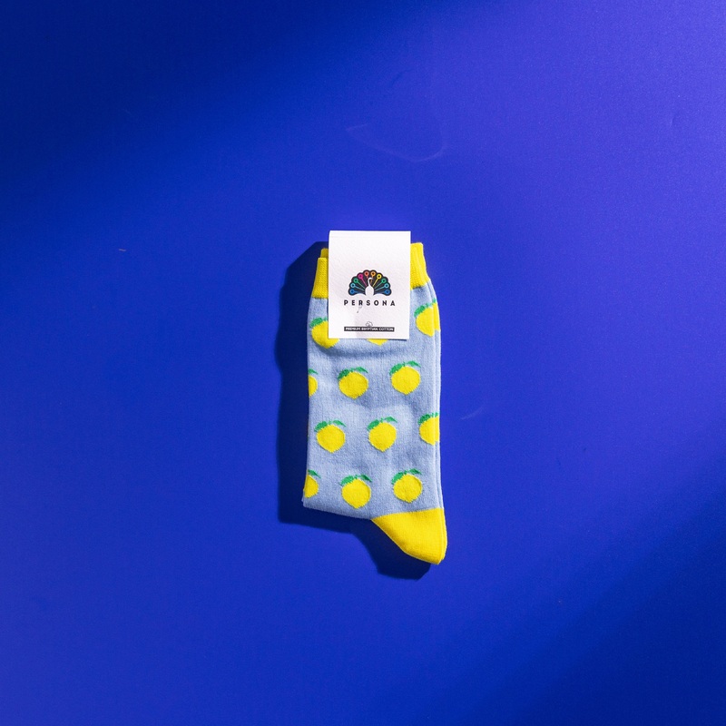 Persona Lemon Pattern Blue Egyptian Cotton Men’s Socks | UK 6.5 – 11