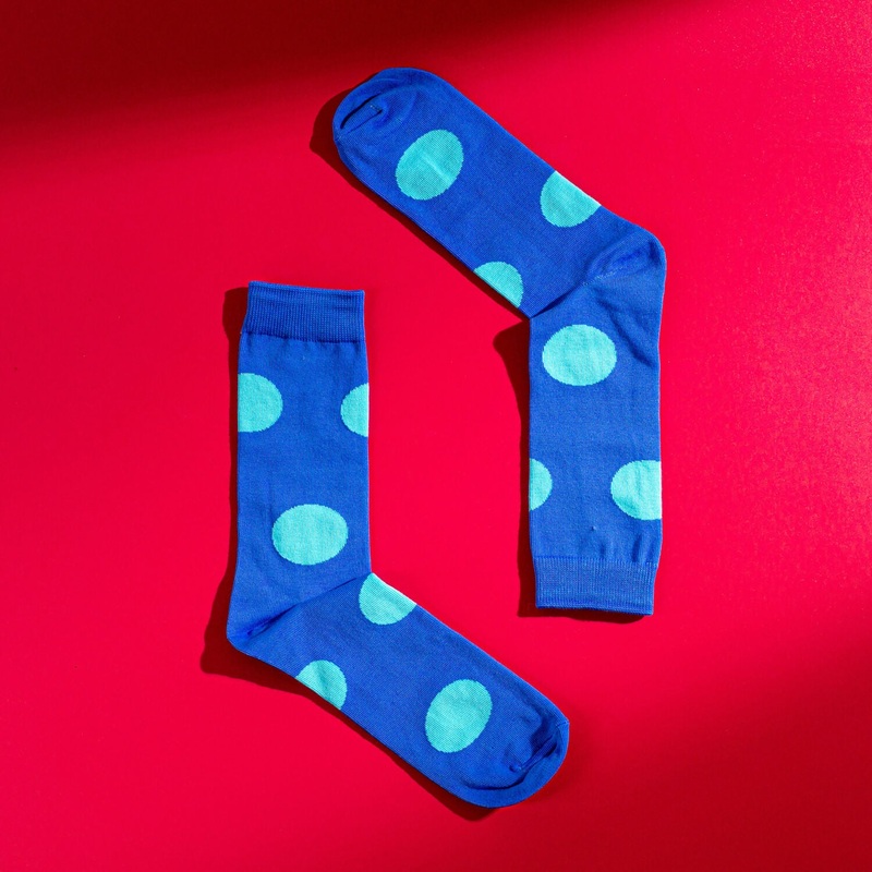Persona Light Blue Polka Dot Pattern Egyptian Cotton Men’s Socks | UK 6.5 – 11