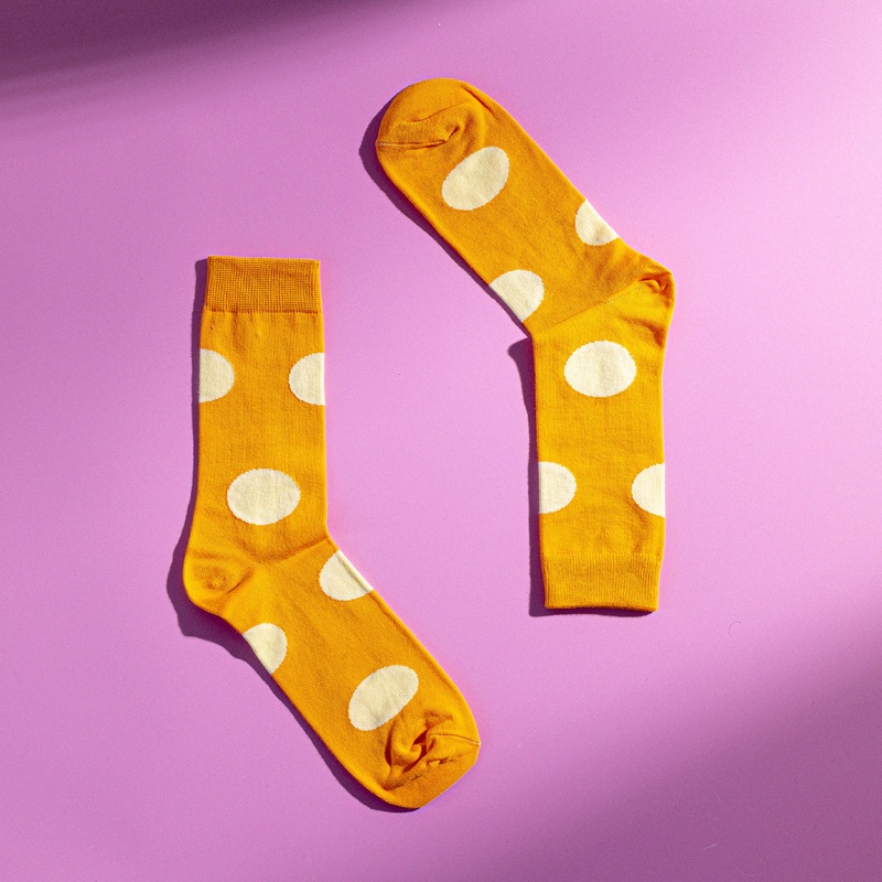 Persona Orange Polka Dot Pattern Egyptian Cotton Men’s Socks | UK 6.5 – 11