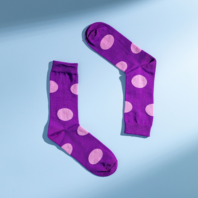 Persona Purple Polka Dot Pattern Egyptian Cotton Men’s Socks | UK 6.5 – 11