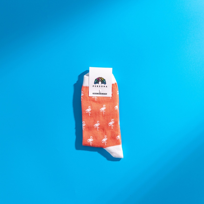 Persona White Flamingo Pattern Egyptian Cotton Men’s Socks | UK 6.5 – 11
