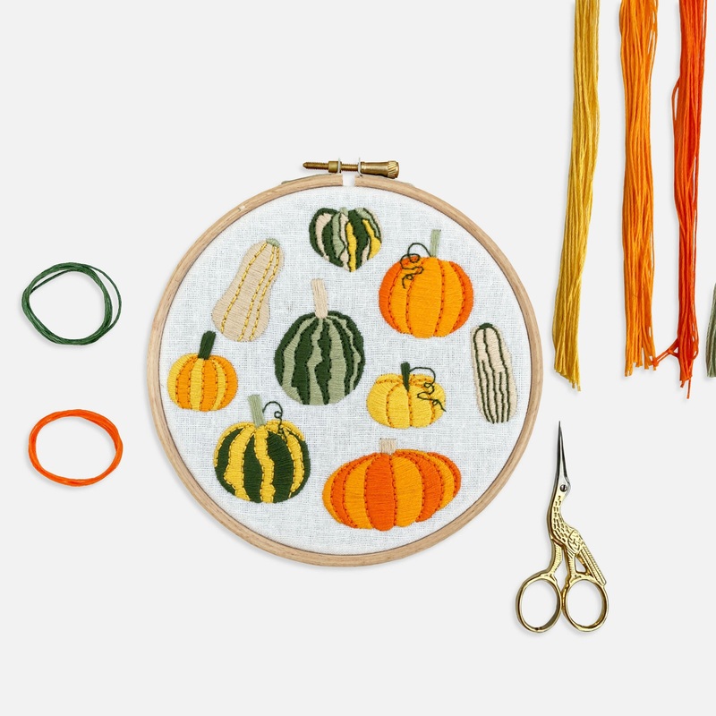 Pumpkin Embroidery Kit|White