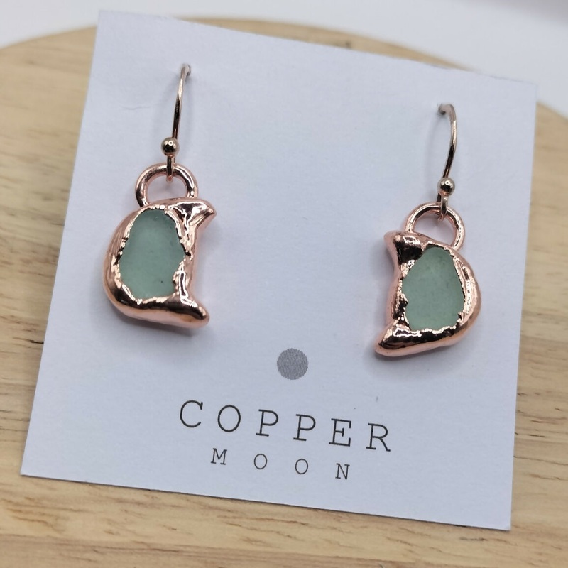 Seaglass Crescent Moon Earrings
